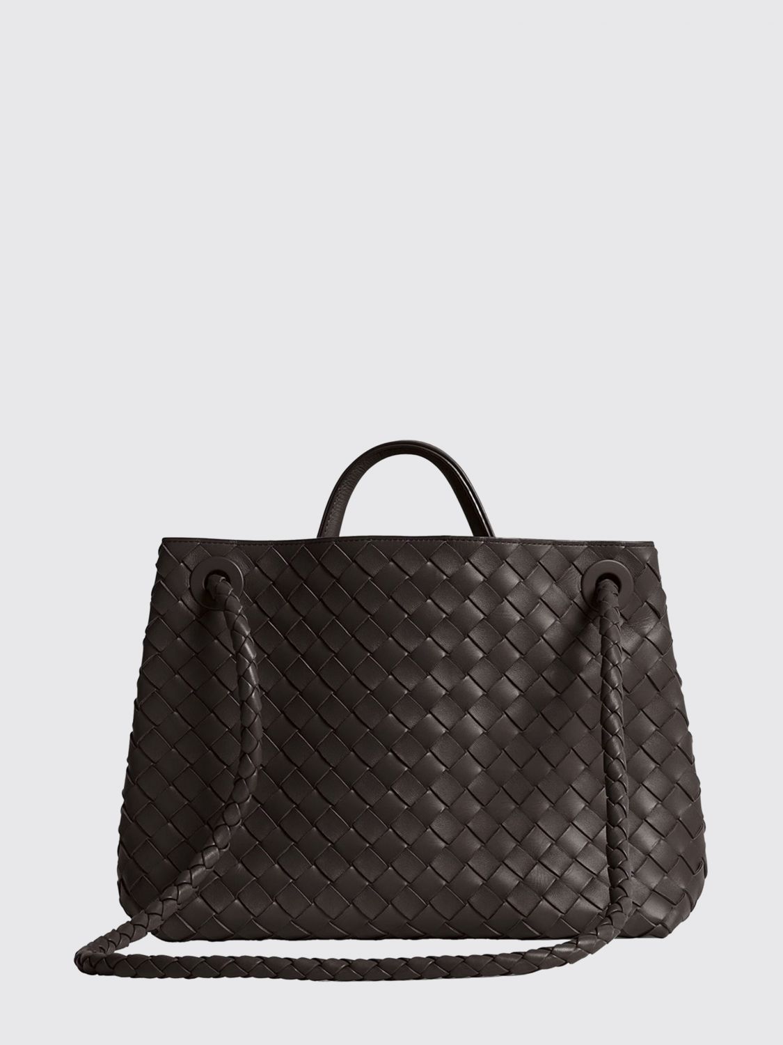 BOTTEGA VENETA HANDBAG: Bottega Veneta Andiamo Handbag in Intrecciato Lambskin Leather, Brown - Img 2