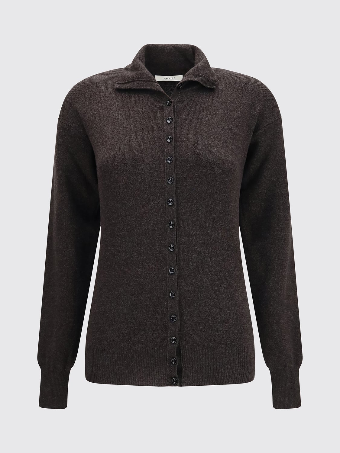 LEMAIRE PULLOVER: Hochgeschlossener Cardigan Lemaire aus reiner Wolle mit Knopfverschluss, Schwarz - Img 2