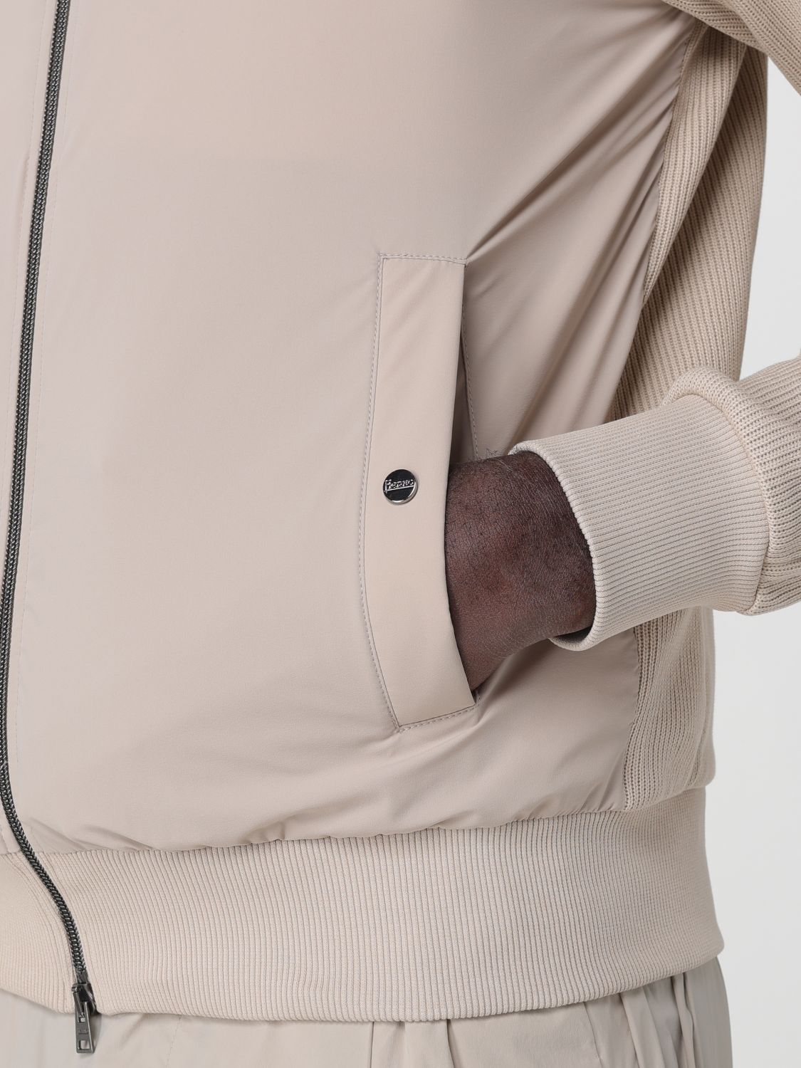 HERNO JACKET: Hooded Relaxed Fit Bomber Jacket Herno in Cotton and Nylon, Cream - Img 4