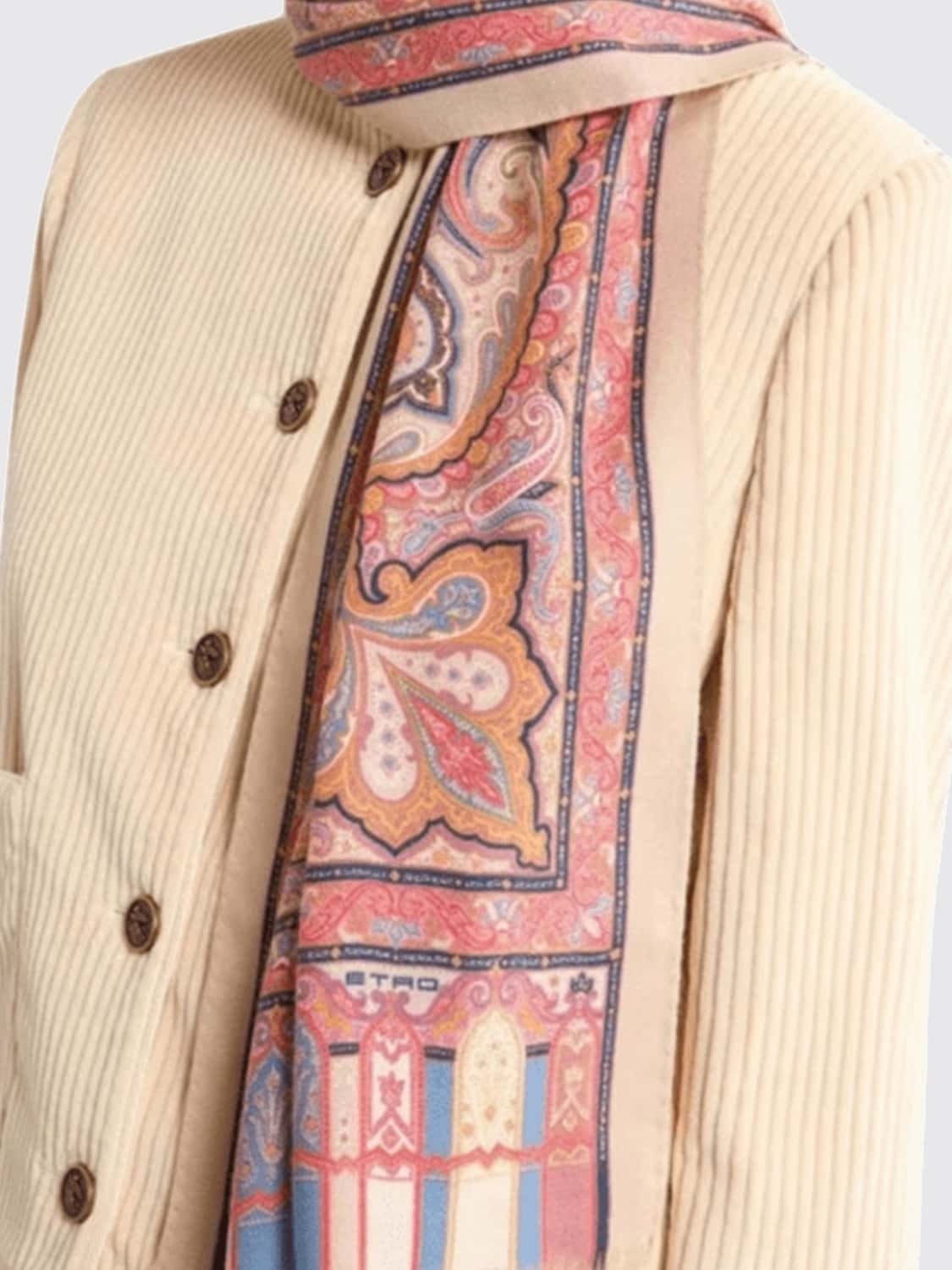 ETRO スカーフ: Etro ペイズリープリント カシミア＆シルクブレンド フリンジ付きスカーフ, ブラッシュピンク - Img 2