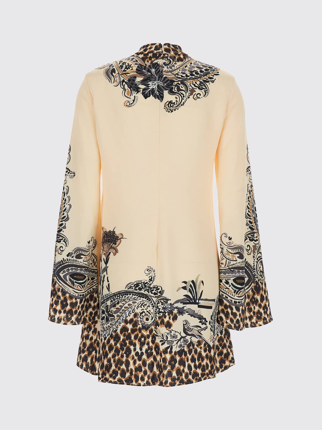 ETRO KLEID: Mini-Tunika Etro aus Crêpe mit Ethno-Print und Stehkragen, Nude - Img 2