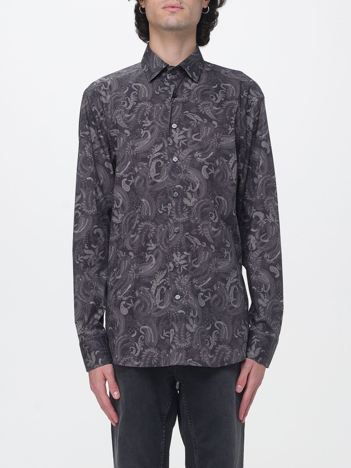 ETRO HEMD: Baumwollhemd Etro mit Paisley-Print und französischem Kragen, Braun - Img 1