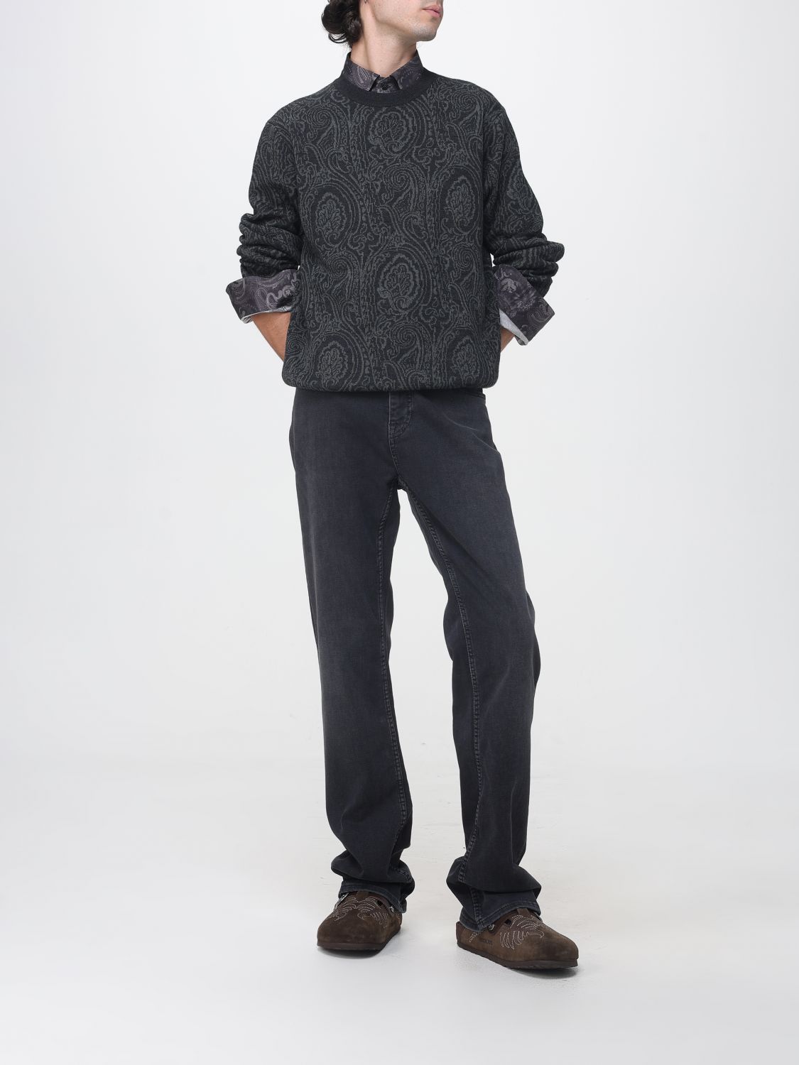 ETRO HEMD: Baumwollhemd Etro mit Paisley-Print und französischem Kragen, Braun - Img 2