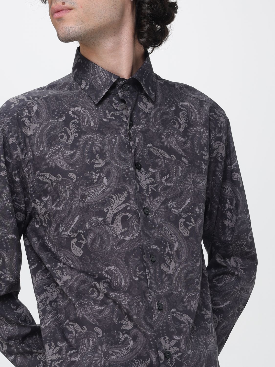 ETRO HEMD: Baumwollhemd Etro mit Paisley-Print und französischem Kragen, Braun - Img 5