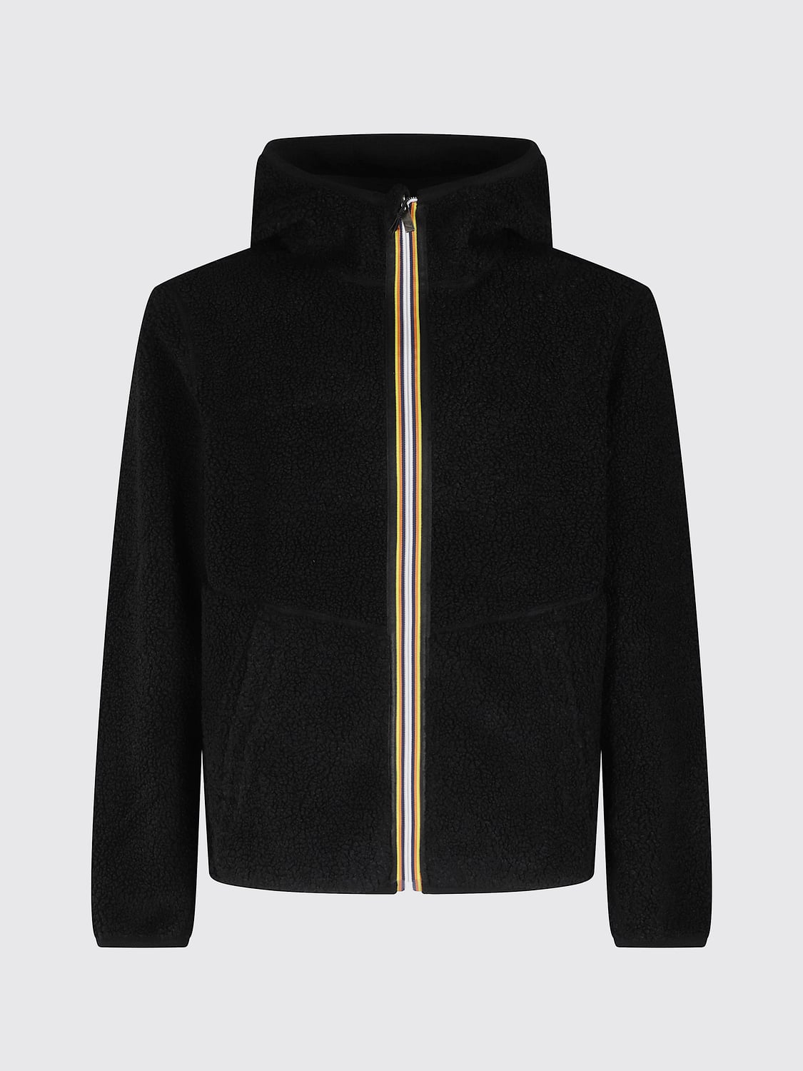K-WAY SWEATSHIRT: Casual Zip-Up Hooded Sweatshirt K-Way Crafted from Soft Sherpa Fleece, Black - Img 2