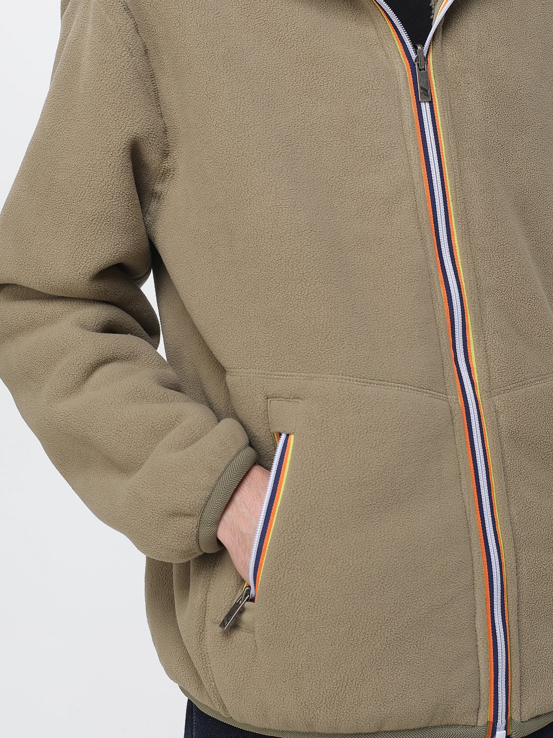 K-WAY SWEATSHIRT: Casual Zip-Up Hooded Sweatshirt K-Way Crafted from Soft Sherpa Fleece, Beige - Img 4