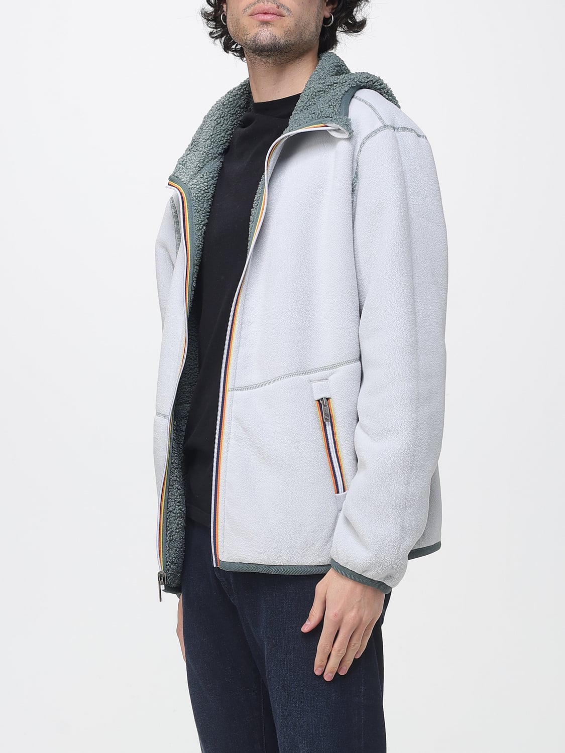 K-WAY SWEATSHIRT: Casual Zip-Up Hooded Sweatshirt K-Way Crafted from Soft Sherpa Fleece, Bottle Green - Img 3