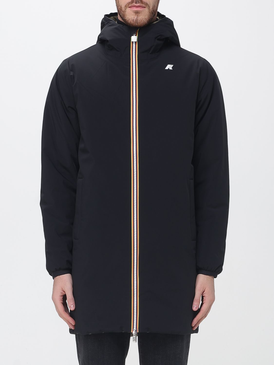 K-WAY JACKET: Jacob Reversible Waterproof Hooded Windbreaker Jacket K-Way in Nylon, Military - Img 1