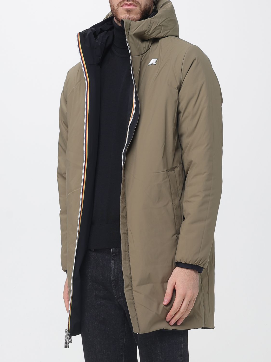 K-WAY JACKET: Jacob Reversible Waterproof Hooded Windbreaker Jacket K-Way in Nylon, Military - Img 3