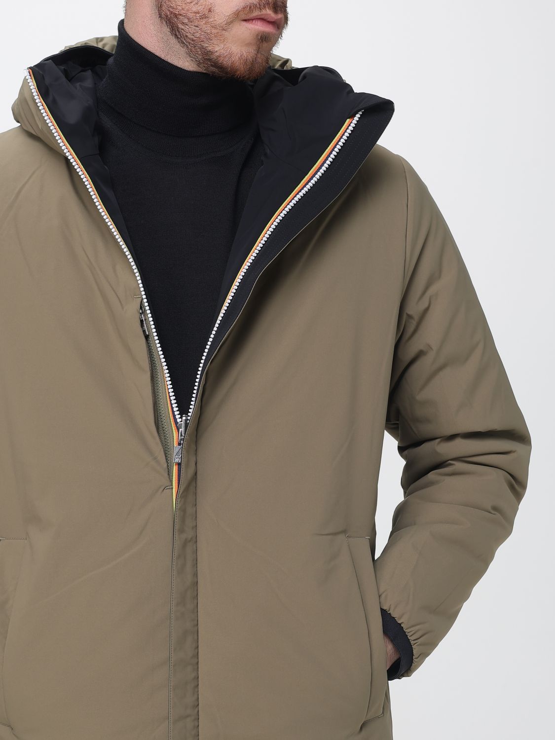 K-WAY JACKET: Jacob Reversible Waterproof Hooded Windbreaker Jacket K-Way in Nylon, Military - Img 4