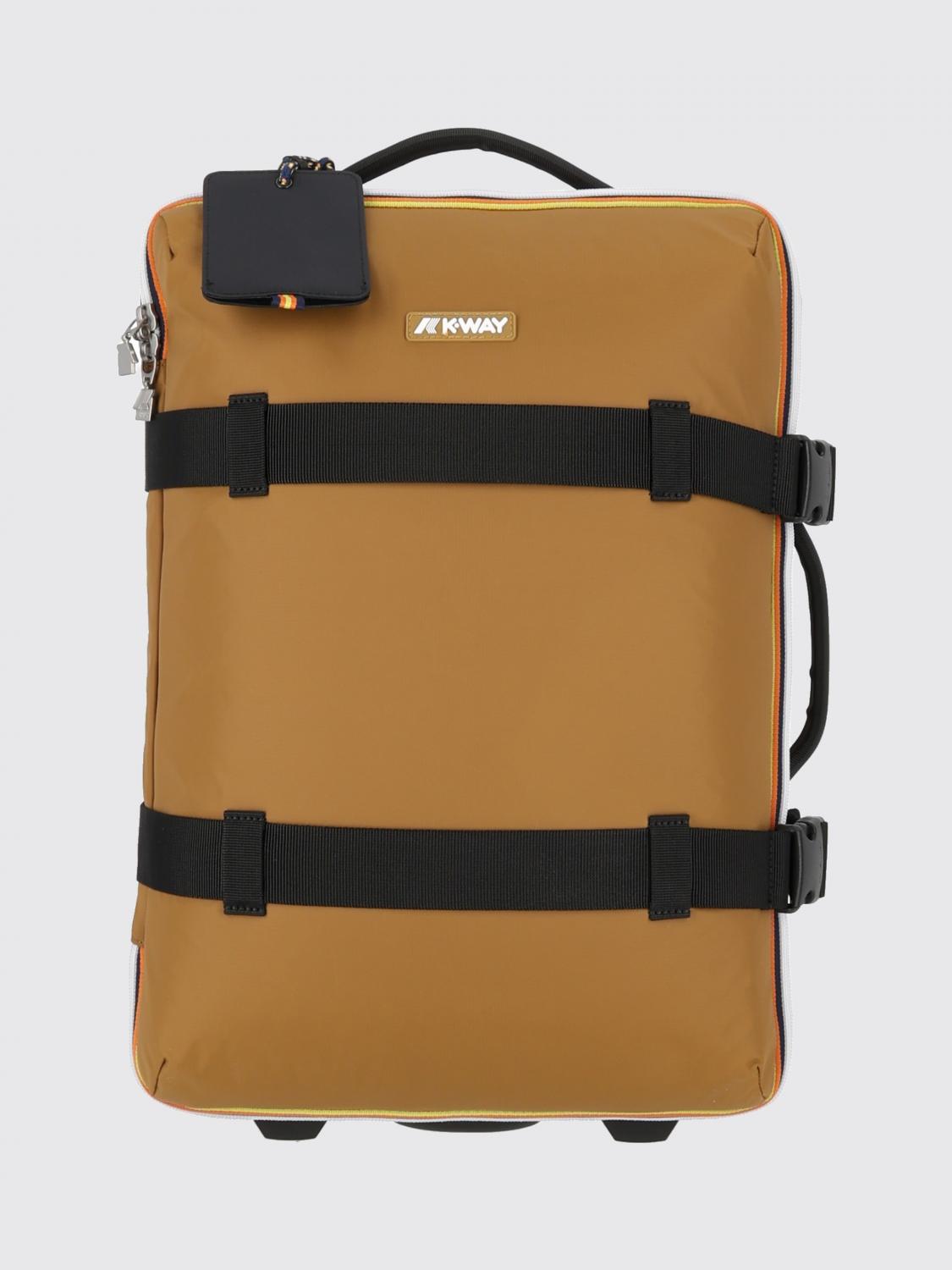 K-WAY TRAVEL BAG: K-Way Blossac S Recycled Ripstop Nylon Trolley Suitcase, Brown - Img 1