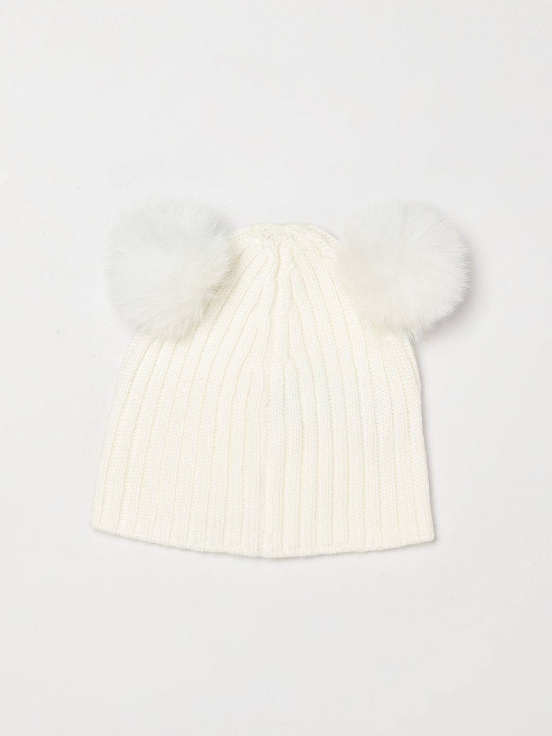 LIU JO HAT: Liu Jo Girl's Rib-Knit Beanie with Pom-Pom and Embroidery, White - Img 2