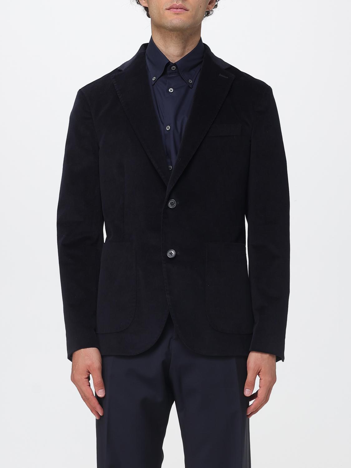 BROOKSFIELD JACKET: Brooksfield Single-Breasted Blazer in Stretch-Cotton Corduroy with Patch Pockets, Navy - Img 1
