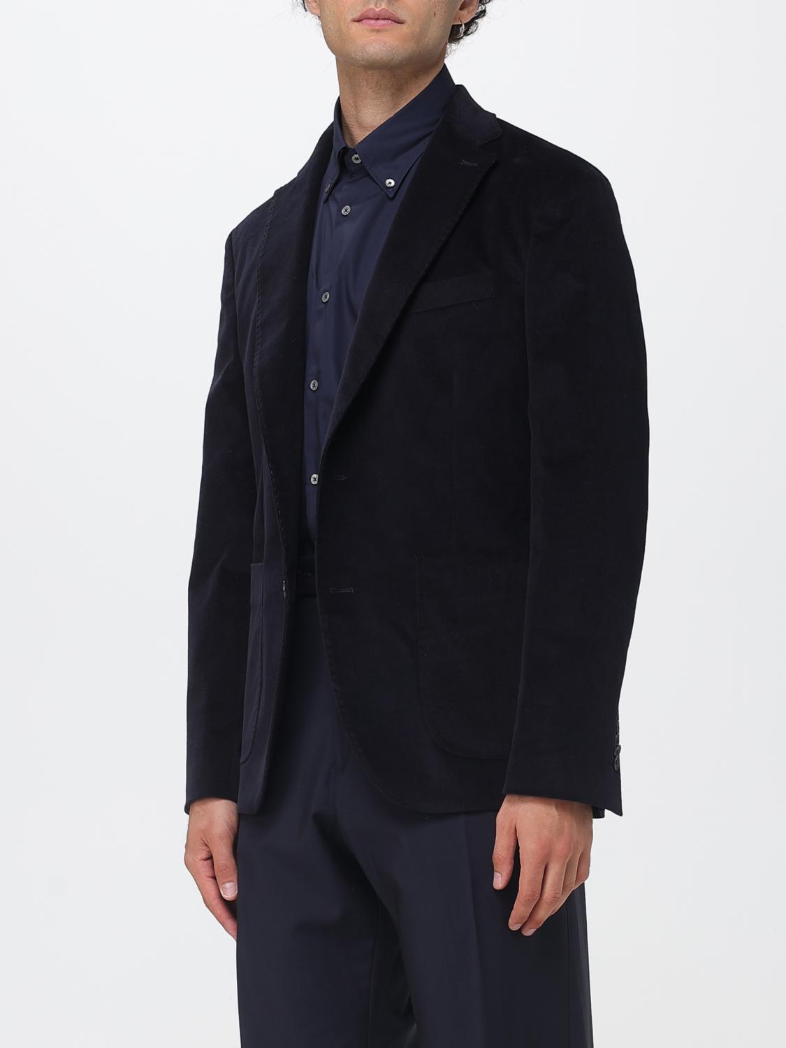 BROOKSFIELD JACKET: Brooksfield Single-Breasted Blazer in Stretch-Cotton Corduroy with Patch Pockets, Navy - Img 3