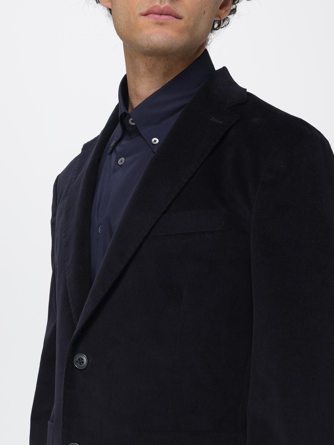 BROOKSFIELD JACKET: Brooksfield Single-Breasted Blazer in Stretch-Cotton Corduroy with Patch Pockets, Navy - Img 4