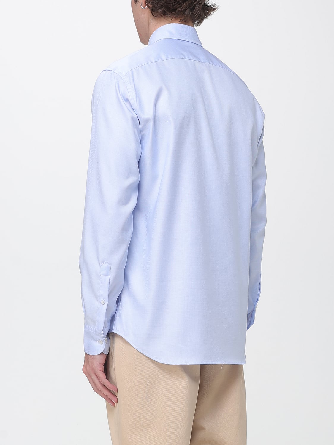 BROOKSFIELD CHEMISE: Chemise Brooksfield en coton structuré avec logo et col boutonné, Bleu Azur - Img 2