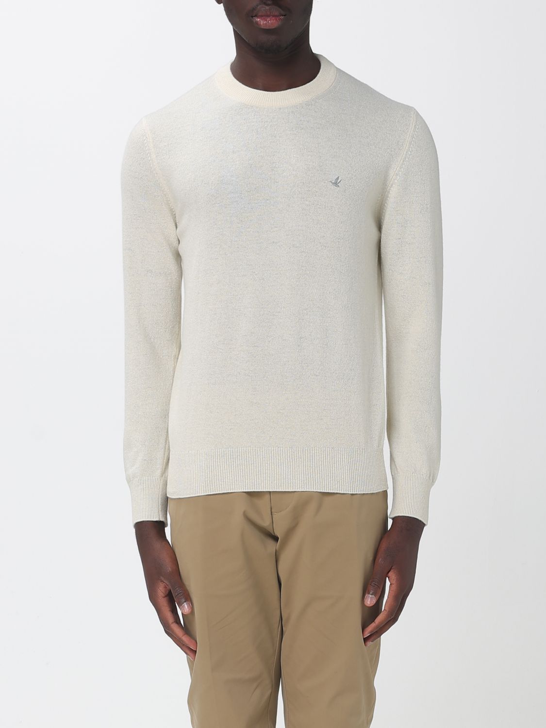 BROOKSFIELD SWEATER: Crew-Neck Wool Jumper Brooksfield with Ribbed Cuffs and Hem, Yellow Cream - Img 1