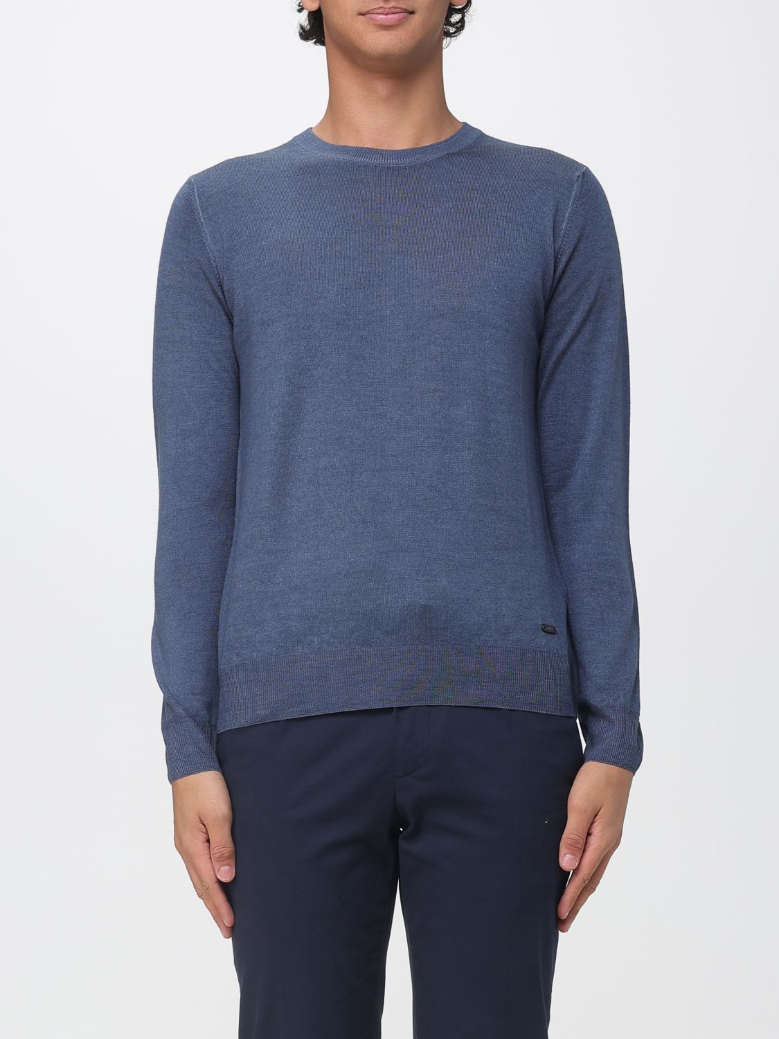BROOKSFIELD PULLOVER: Woll-Cardigan Brooksfield mit Schalkragen und Knopfverschluss, Hellblau - Img 1