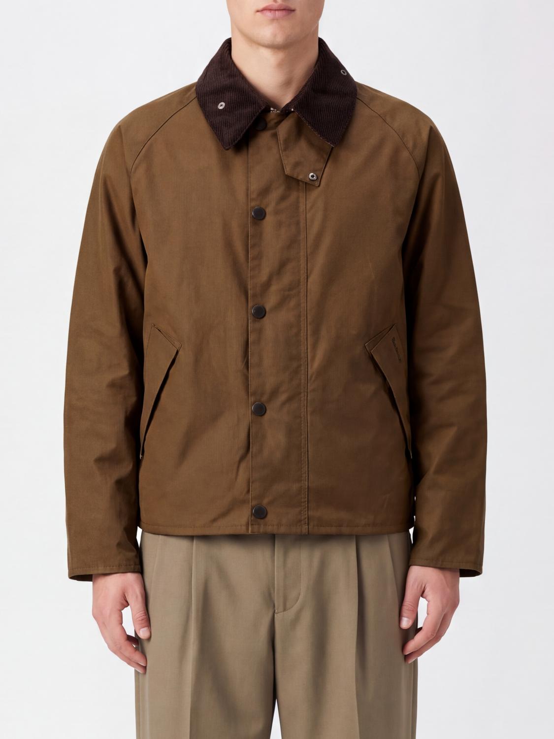 BARBOUR JACKE: Kurze Wachsjacke Transport Barbour aus Baumwolle mit Cordkragen, Braun - Img 1