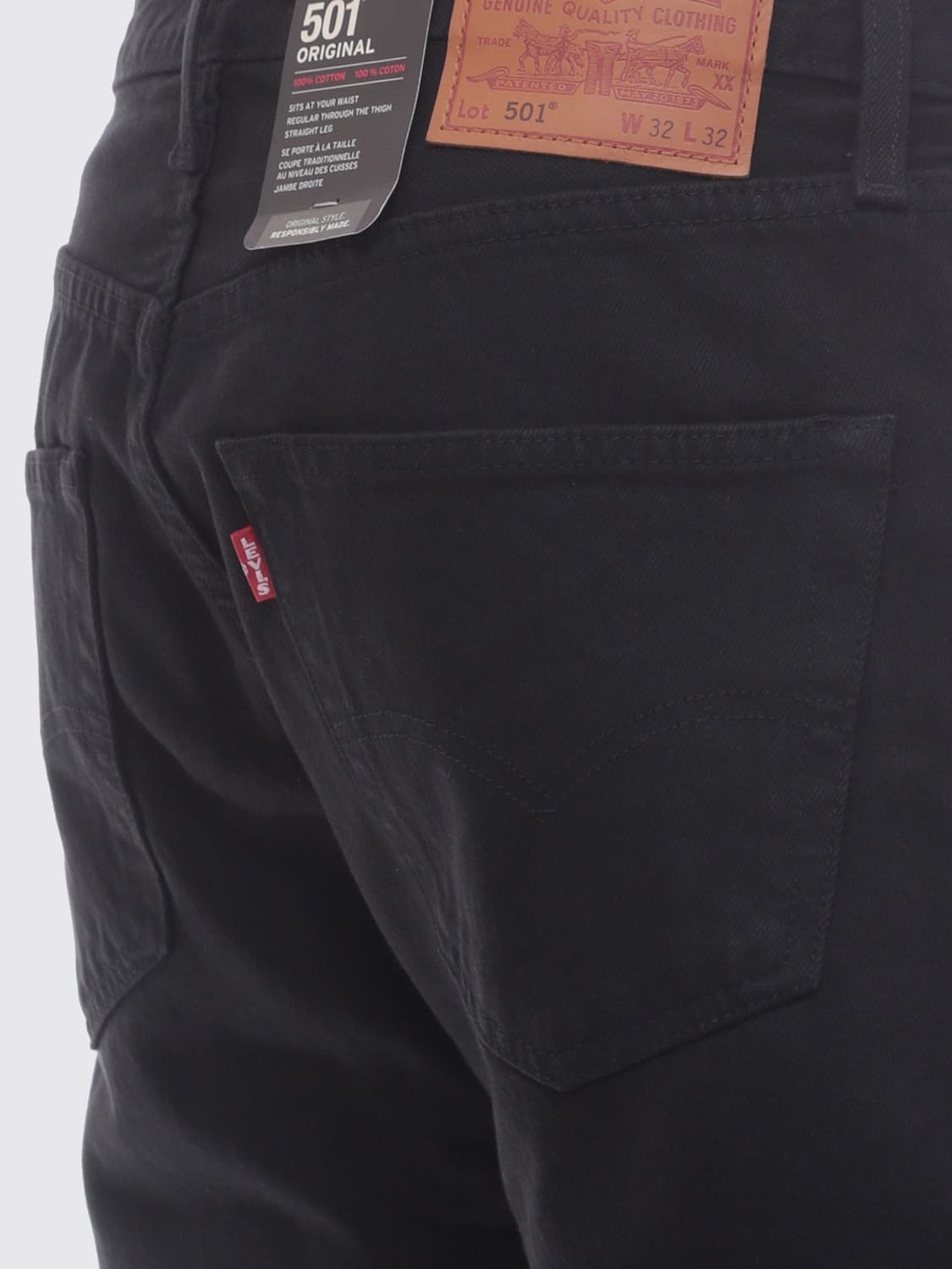 LEVI'S JEANS: Jean 501® Levi's à jambe droite en denim de coton avec taille mi-haute, Noir - Img 4