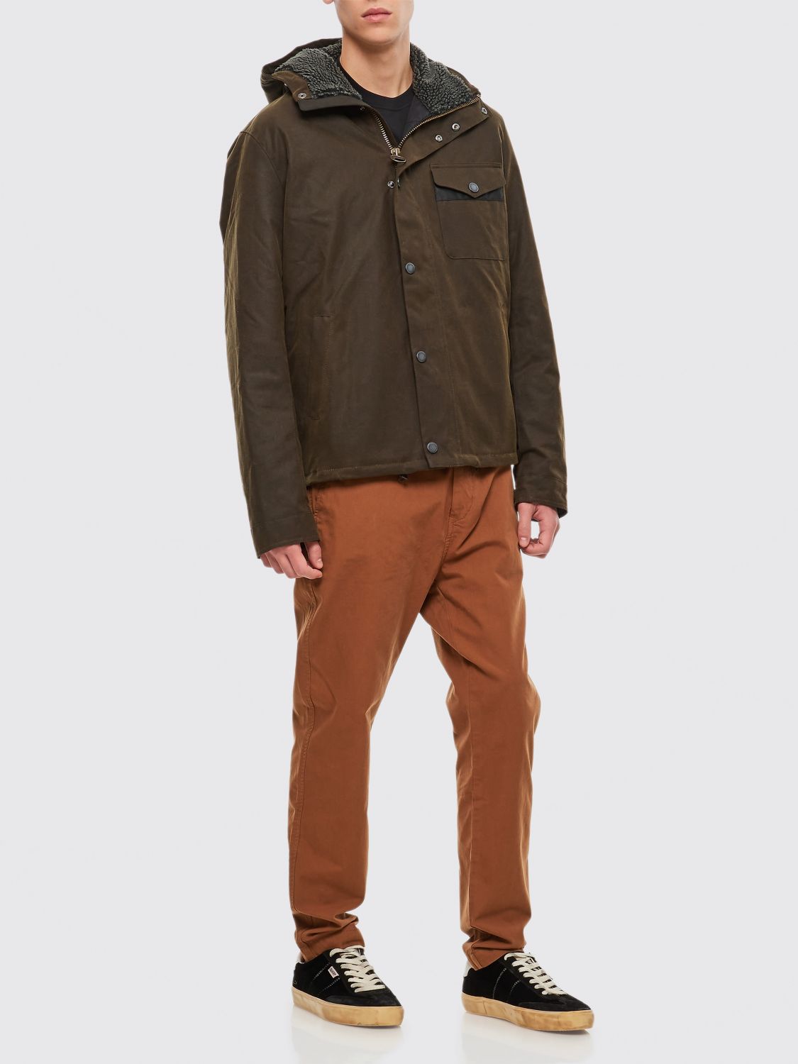 BARBOUR 外套: BARBOUR 带贴袋的连帽蜡棉夹克, 绿色 - Img 2