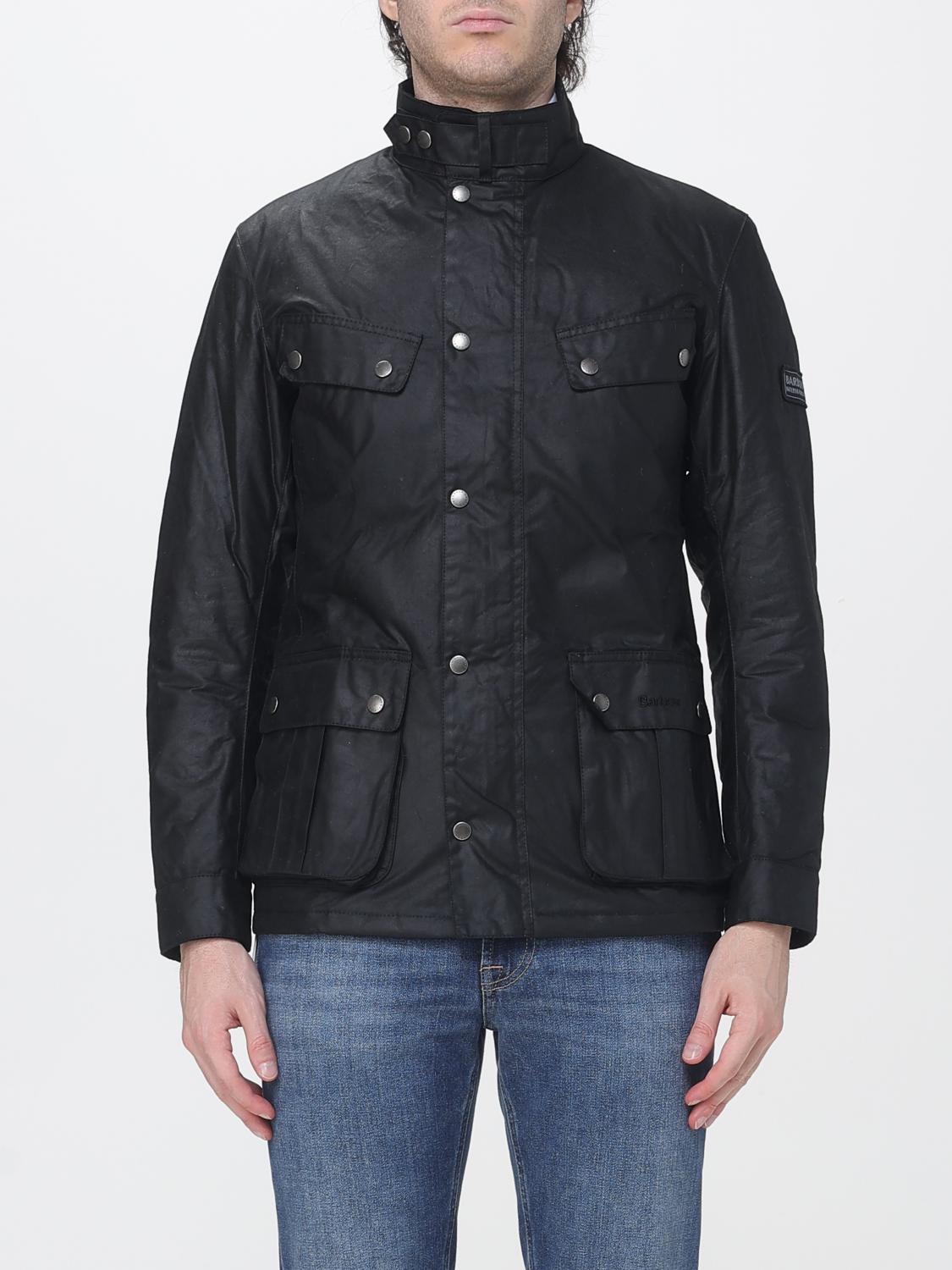 BARBOUR JACKET: Duke Waxed Cotton Jacket Barbour with Biker-Style Collar, Black - Img 1