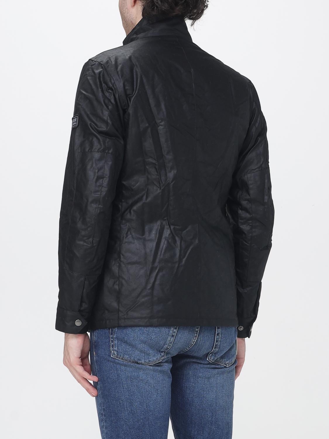 BARBOUR JACKET: Duke Waxed Cotton Jacket Barbour with Biker-Style Collar, Black - Img 2