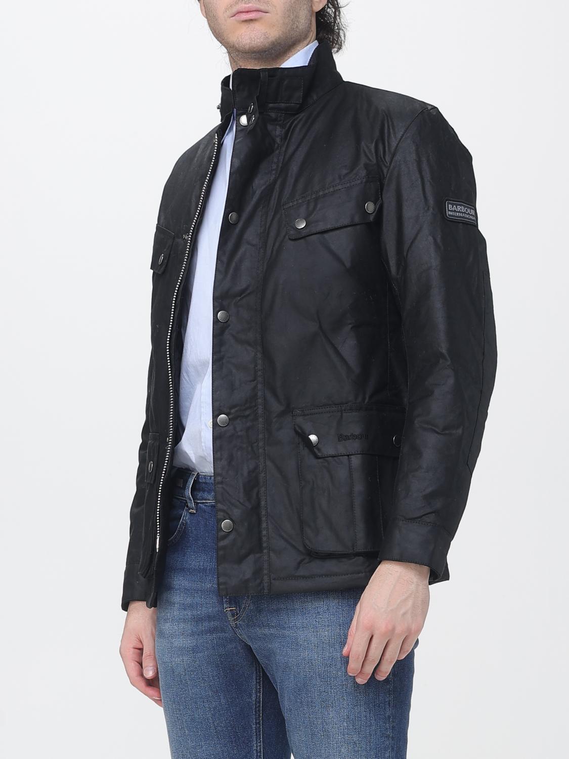 BARBOUR JACKET: Duke Waxed Cotton Jacket Barbour with Biker-Style Collar, Black - Img 3