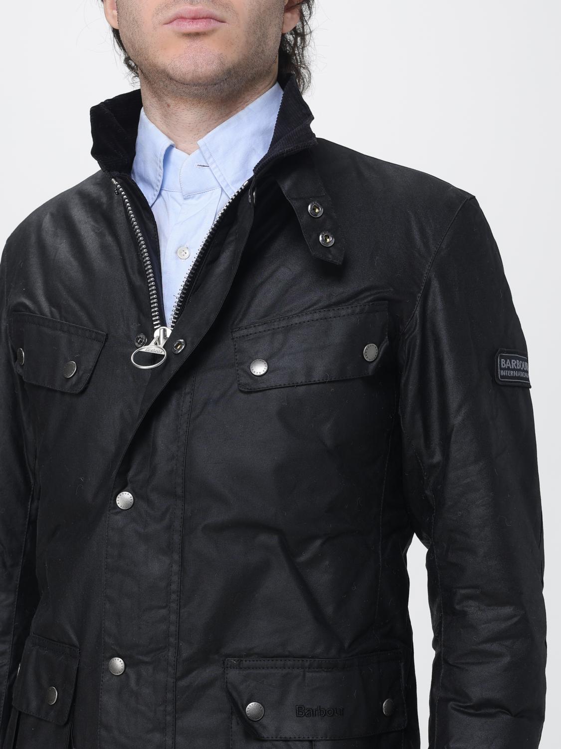 BARBOUR JACKET: Duke Waxed Cotton Jacket Barbour with Biker-Style Collar, Black - Img 4