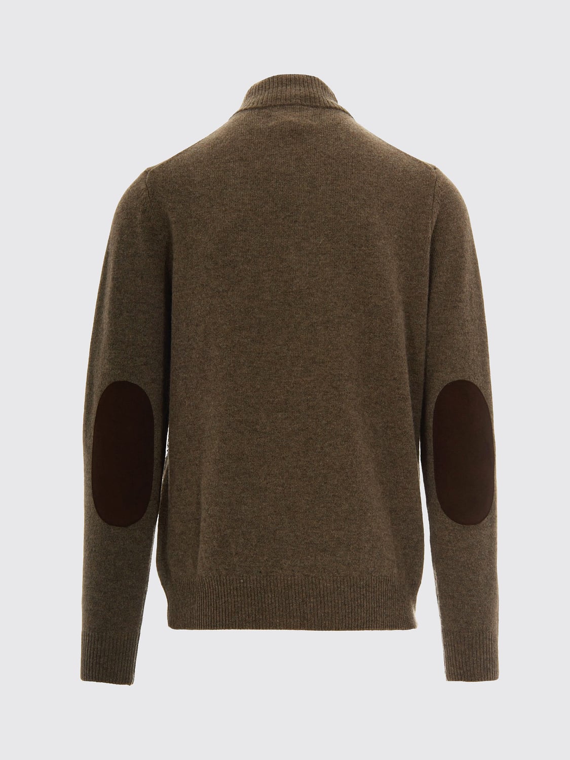 BARBOUR SWEATER: Barbour High Neck Pure Wool Jumper with Patches and Buttons, Grey - Img 3