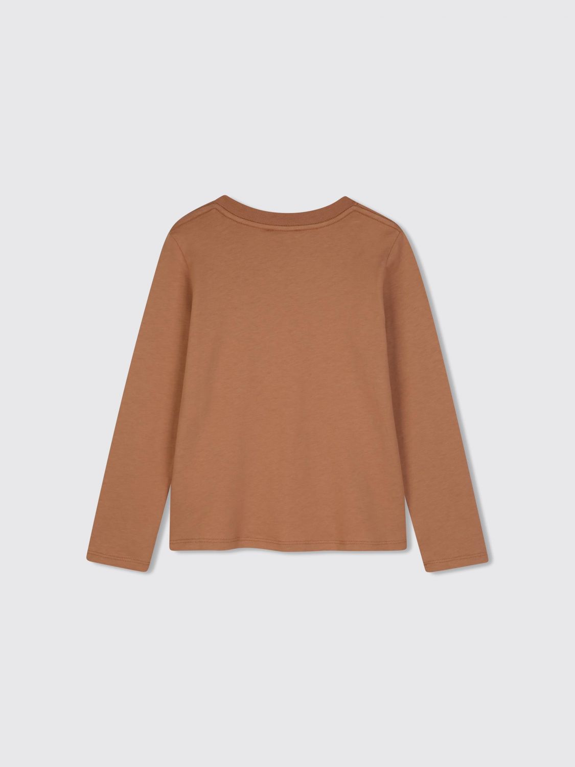 CHLOÉ T-SHIRT: Long-Sleeved Crewneck Cotton T-shirt Chloé for Girls with Logo Print, Brown - Img 2