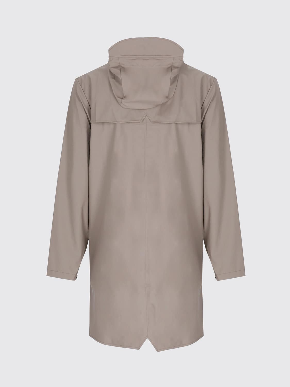 RAINS JACKET: Rains Knee-Length Hooded Raincoat in Recycled Technical Fabric, Grey - Img 3