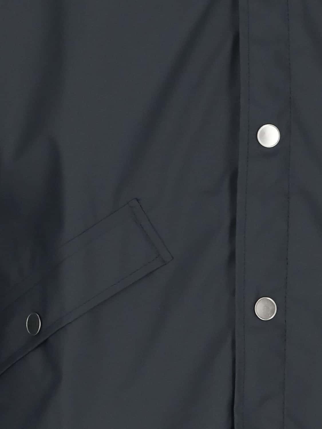 RAINS JACKET: Rains Knee-Length Hooded Raincoat in Recycled Technical Fabric, Navy - Img 4