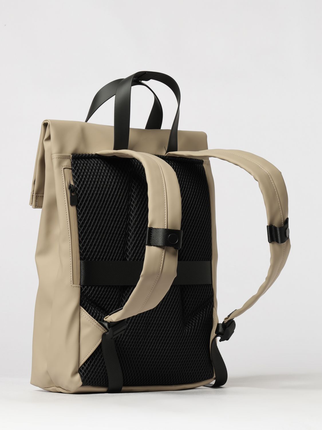 RAINS BACKPACK: Rains 2 Way Waterproof Polyester Tote Backpack with Flap Closure, Beige - Img 2