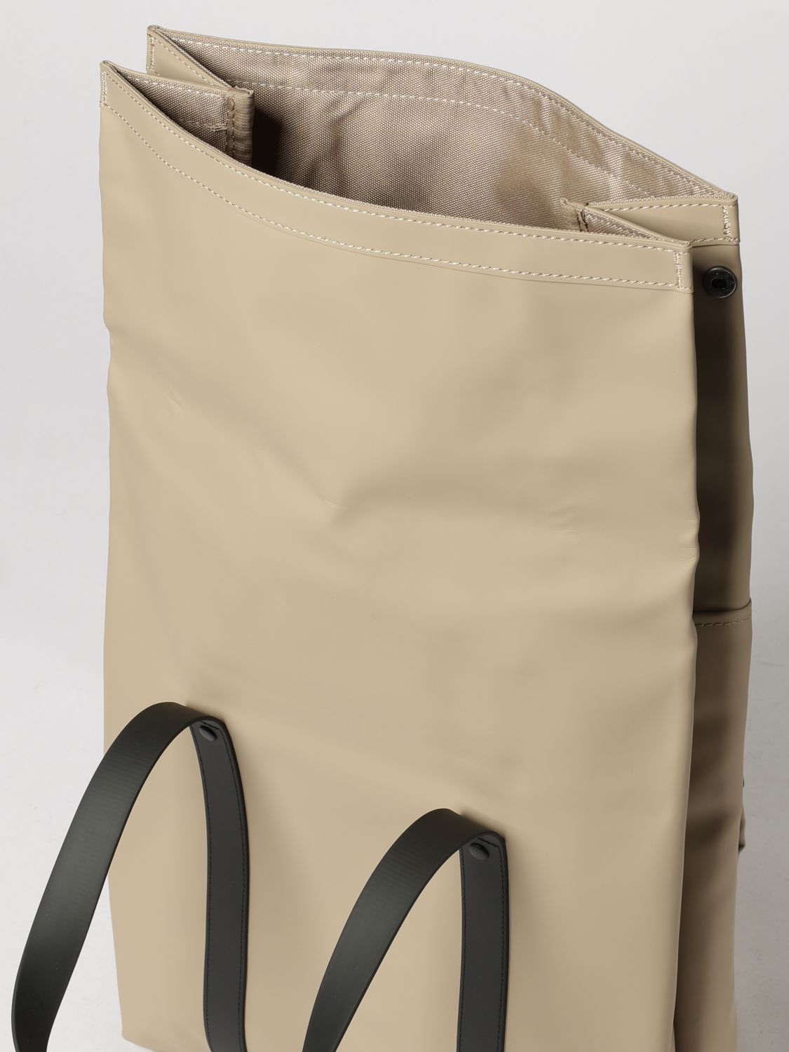 RAINS BACKPACK: Rains 2 Way Waterproof Polyester Tote Backpack with Flap Closure, Beige - Img 4