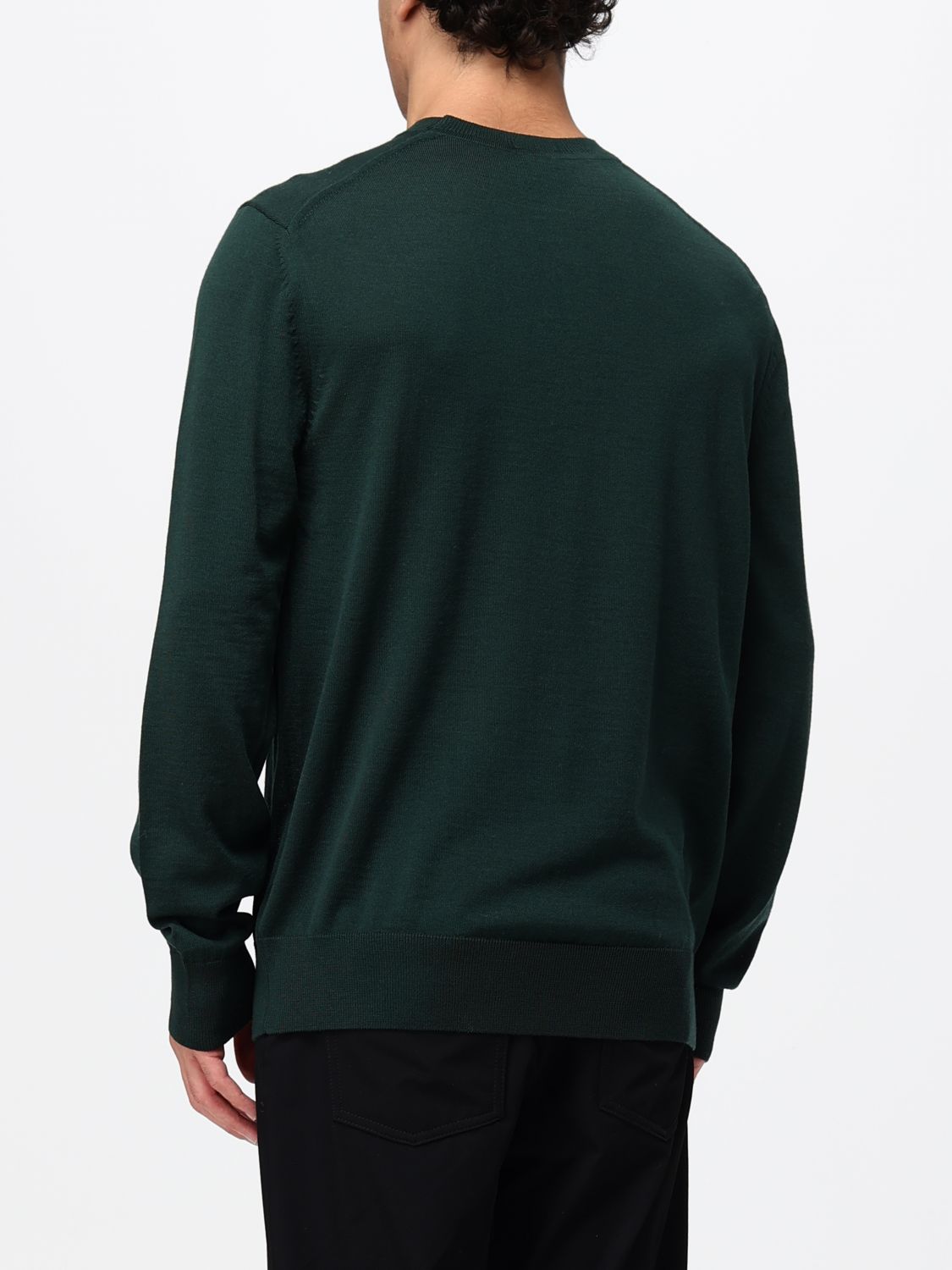 BOSS SWEATER: Boss Crew-Neck Jumper in Pure Wool with Long Sleeves, Green - Img 2