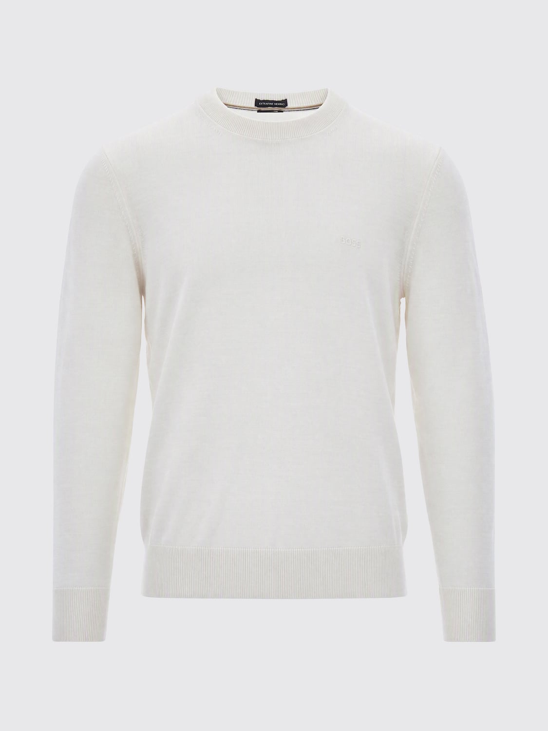 BOSS SWEATER: Boss Crew-Neck Jumper in Pure Wool with Long Sleeves, Nude - Img 2