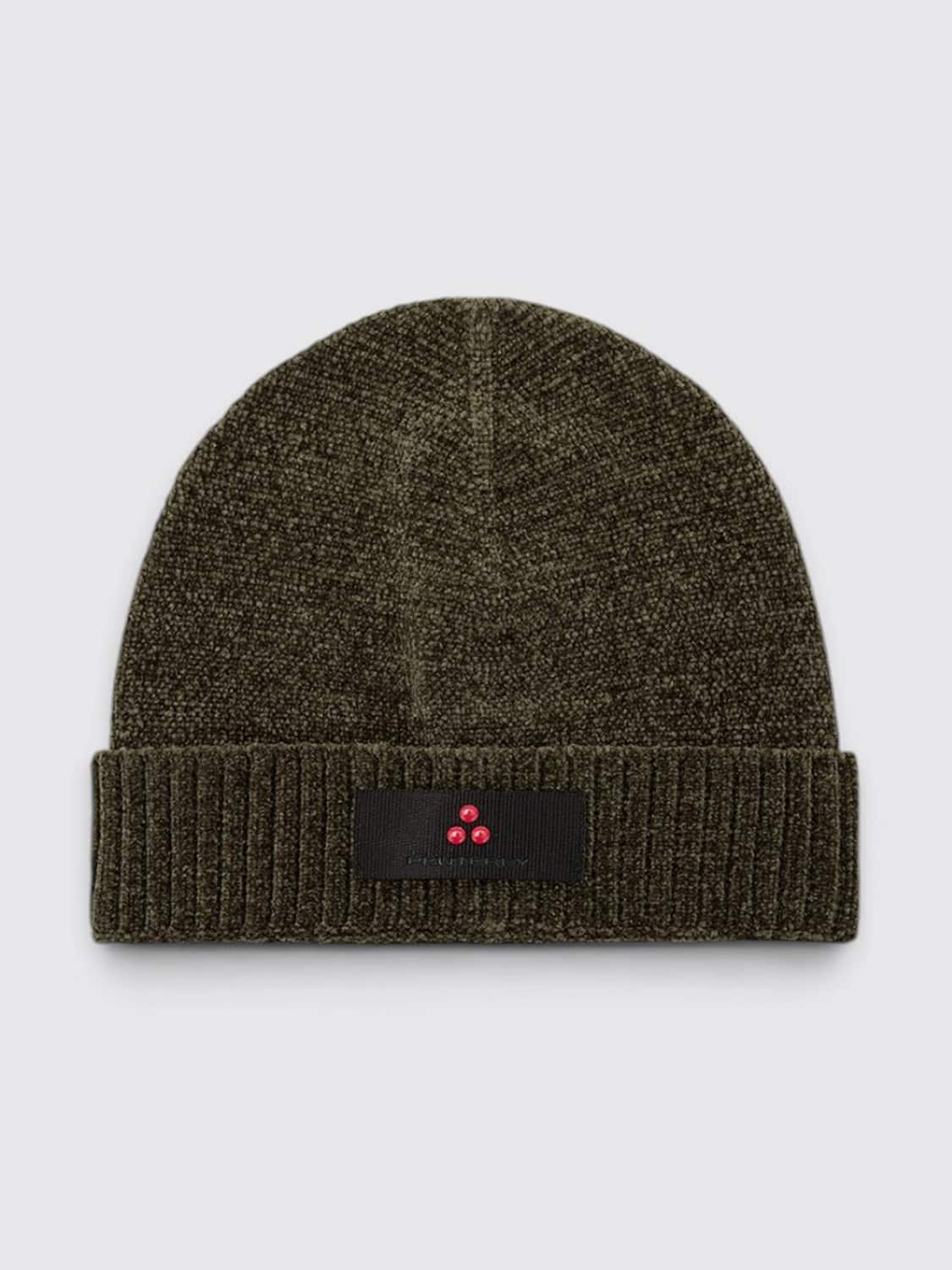 PEUTEREY HUT: Beanie-Mütze Peuterey aus Funktionsgewebe mit Umschlag und Logo-Applikation, Grün - Img 1