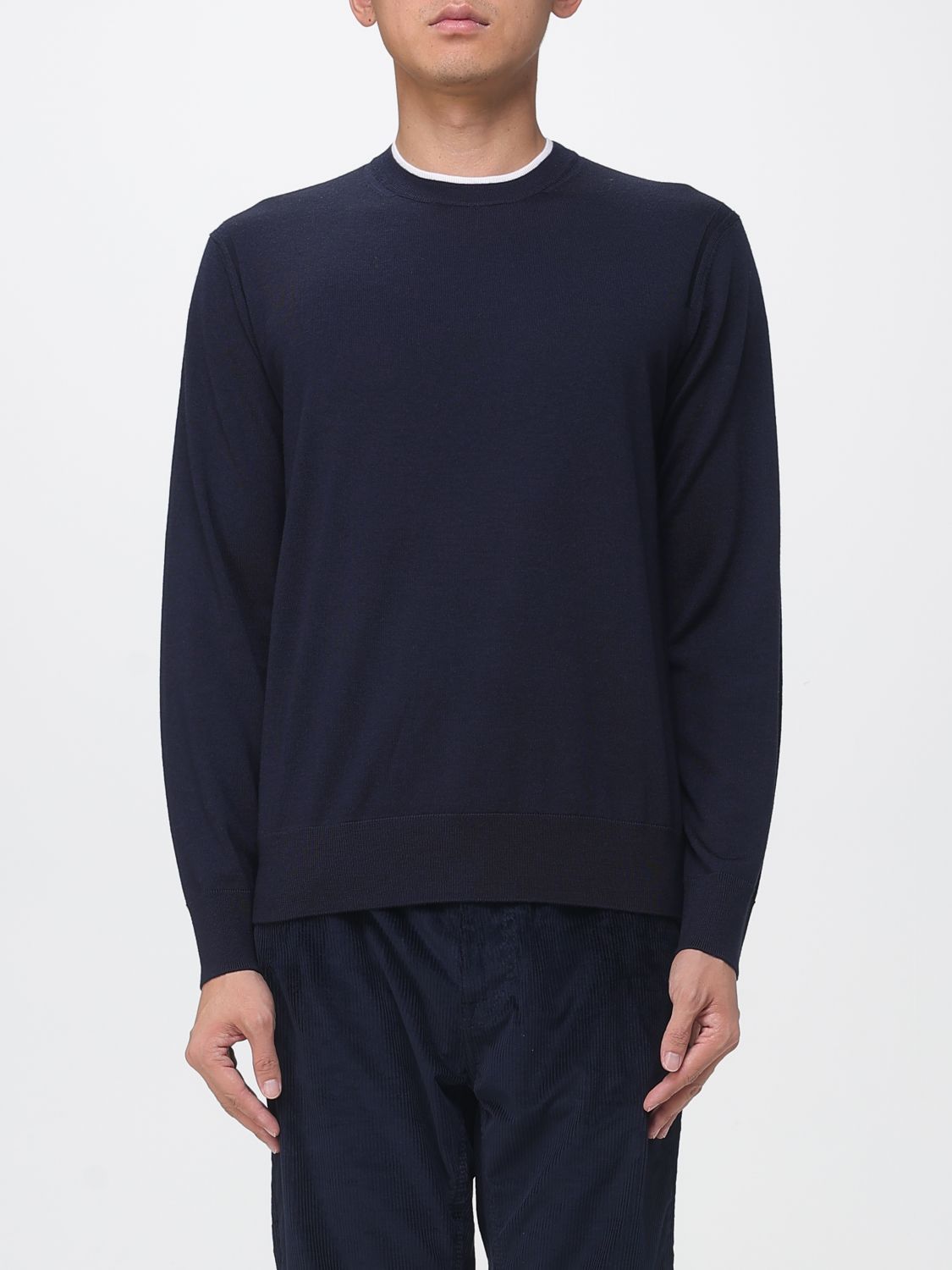 PAOLO PECORA PULL: Pull à col rond Paolo Pecora en pure laine avec manches longues et bords côtelés, Bleu - Img 1