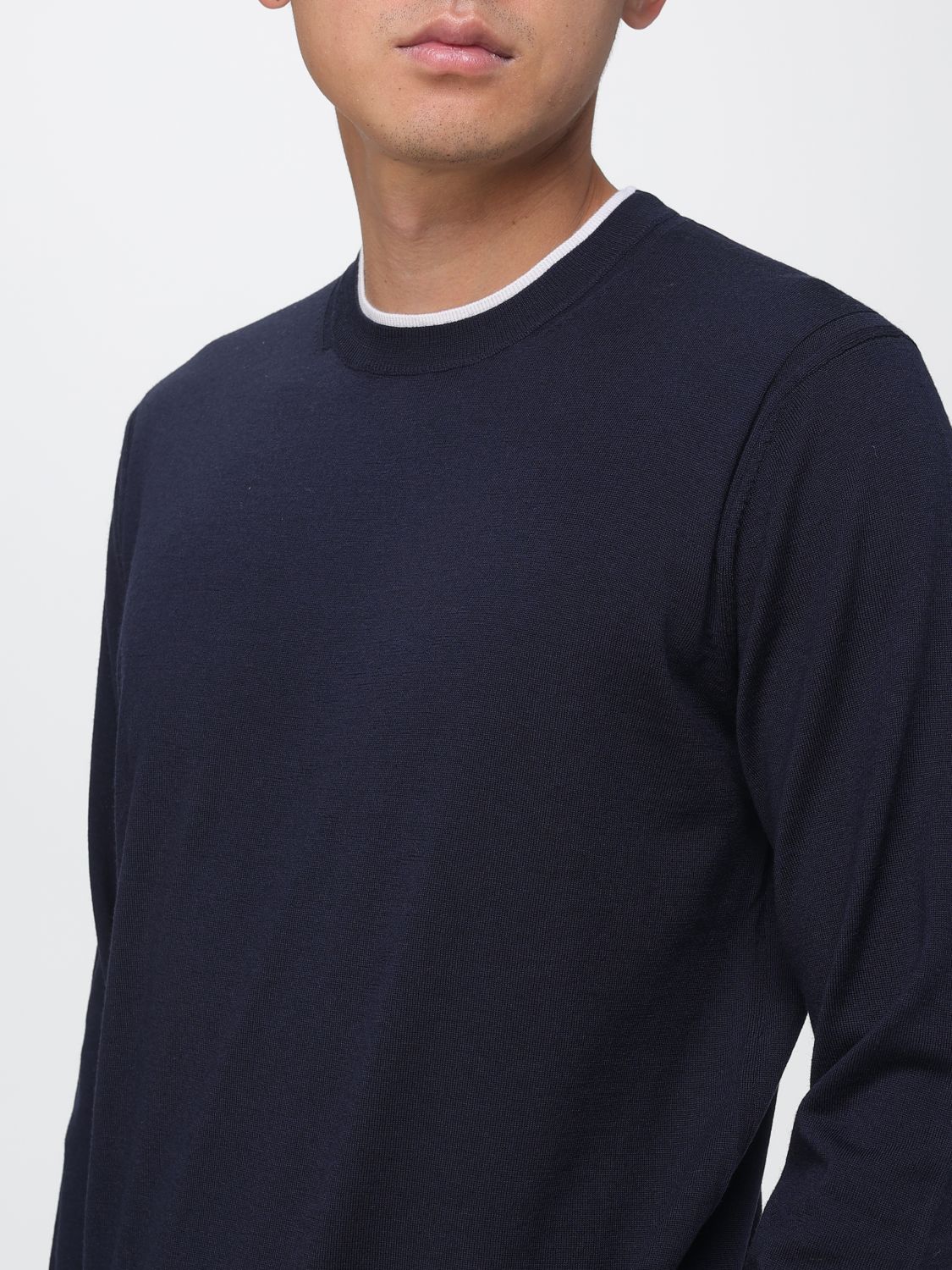PAOLO PECORA PULL: Pull à col rond Paolo Pecora en pure laine avec manches longues et bords côtelés, Bleu - Img 3