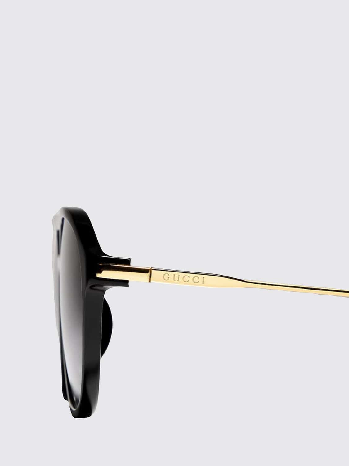 GUCCI SONNENBRILLE: Runde Sonnenbrille Gucci aus Acetat mit Doppelsteg, Schwarz - Img 3