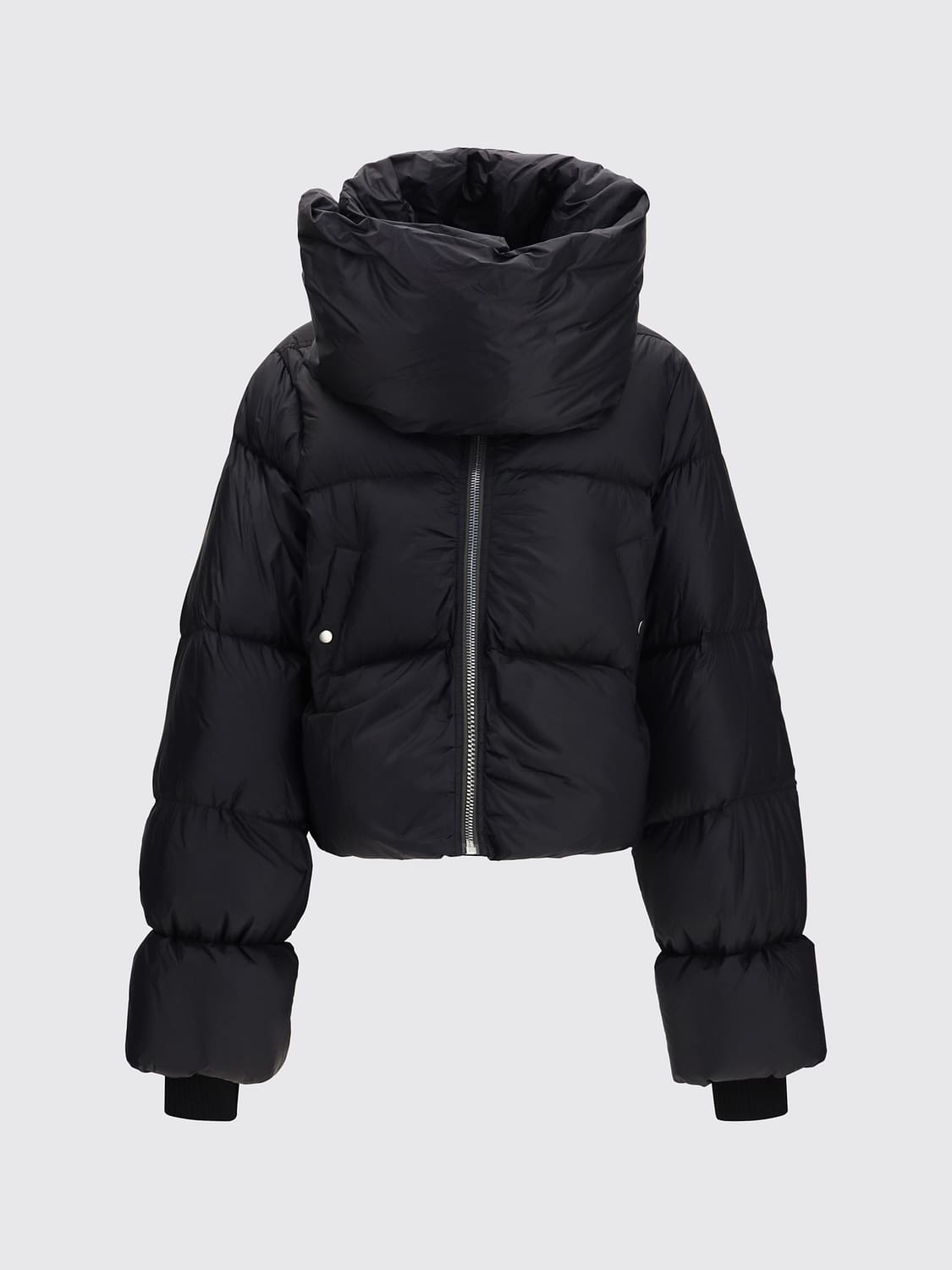 RICK OWENS GIACCA: Piumino corto Rick Owens in nylon trapuntato idrorepellente con collo a imbuto, Nero - Img 2