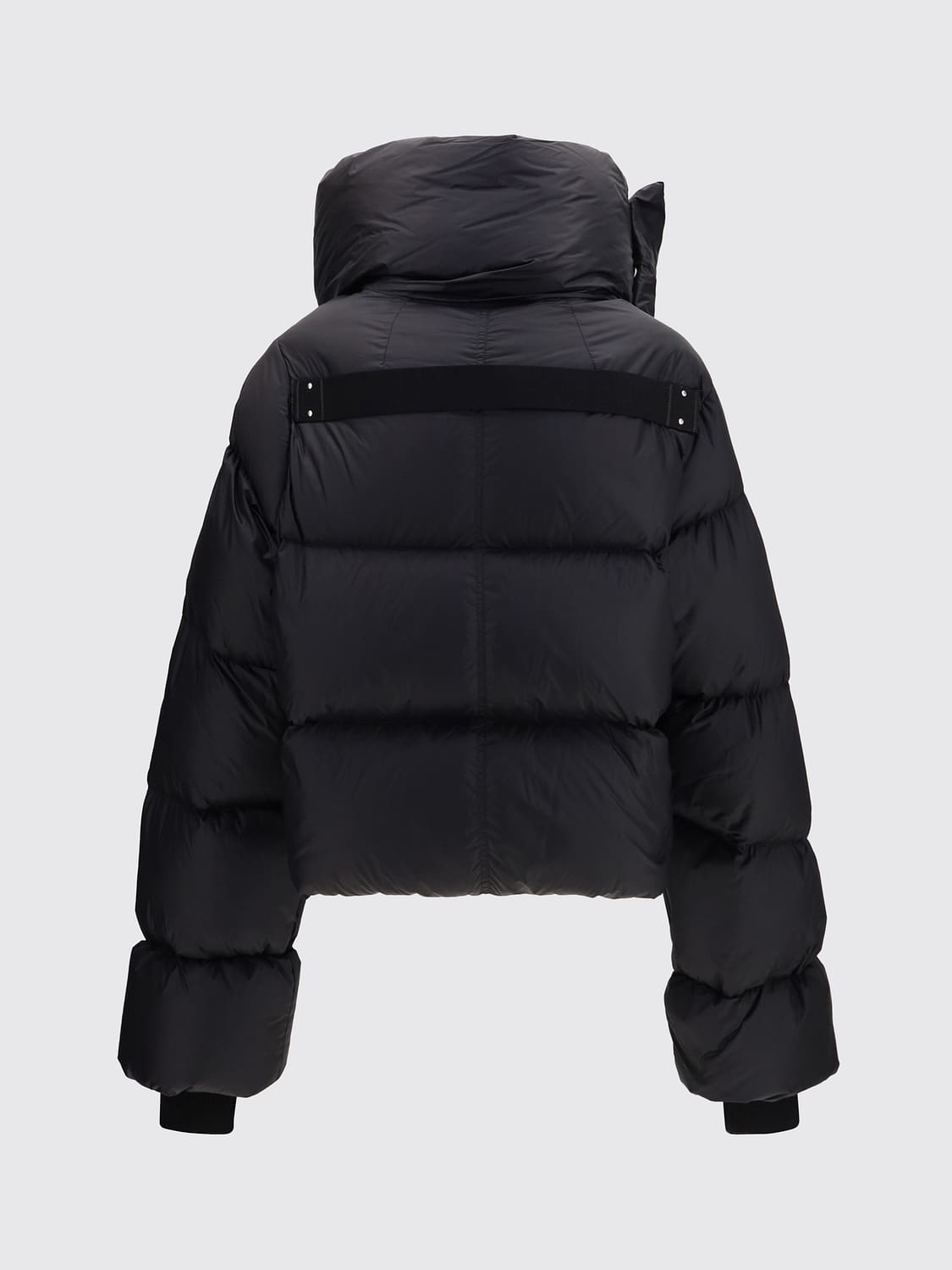 RICK OWENS GIACCA: Piumino corto Rick Owens in nylon trapuntato idrorepellente con collo a imbuto, Nero - Img 3