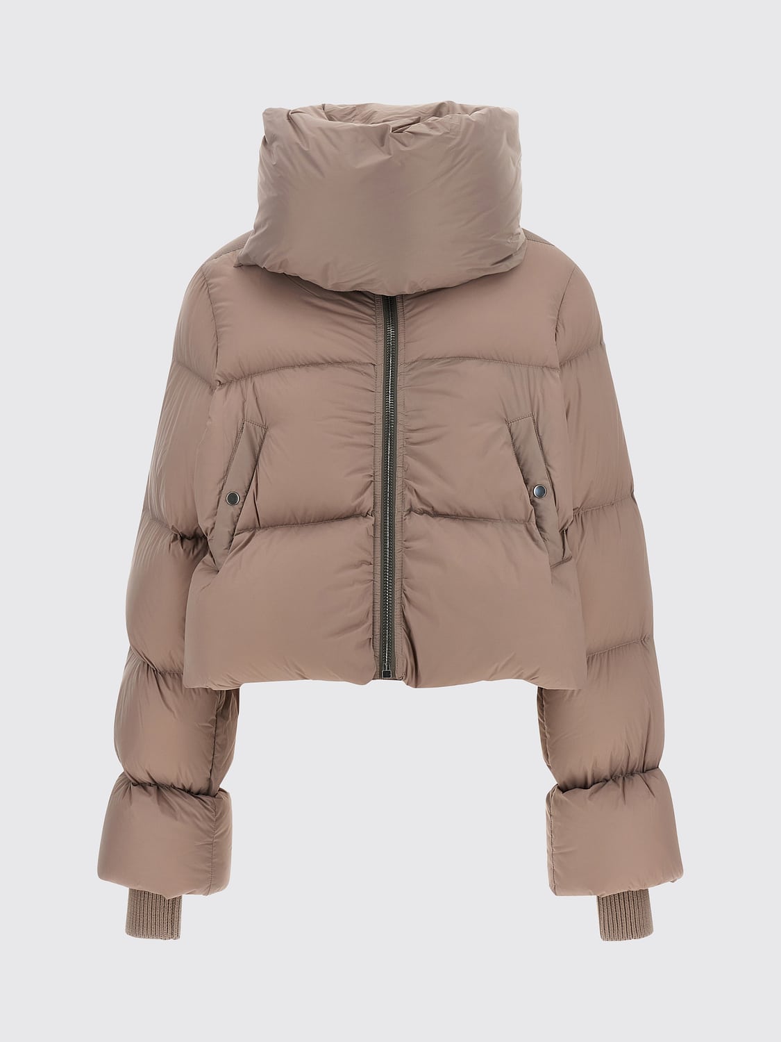 RICK OWENS GIACCA: Piumino corto Rick Owens in nylon trapuntato idrorepellente con collo a imbuto, Rosa - Img 2
