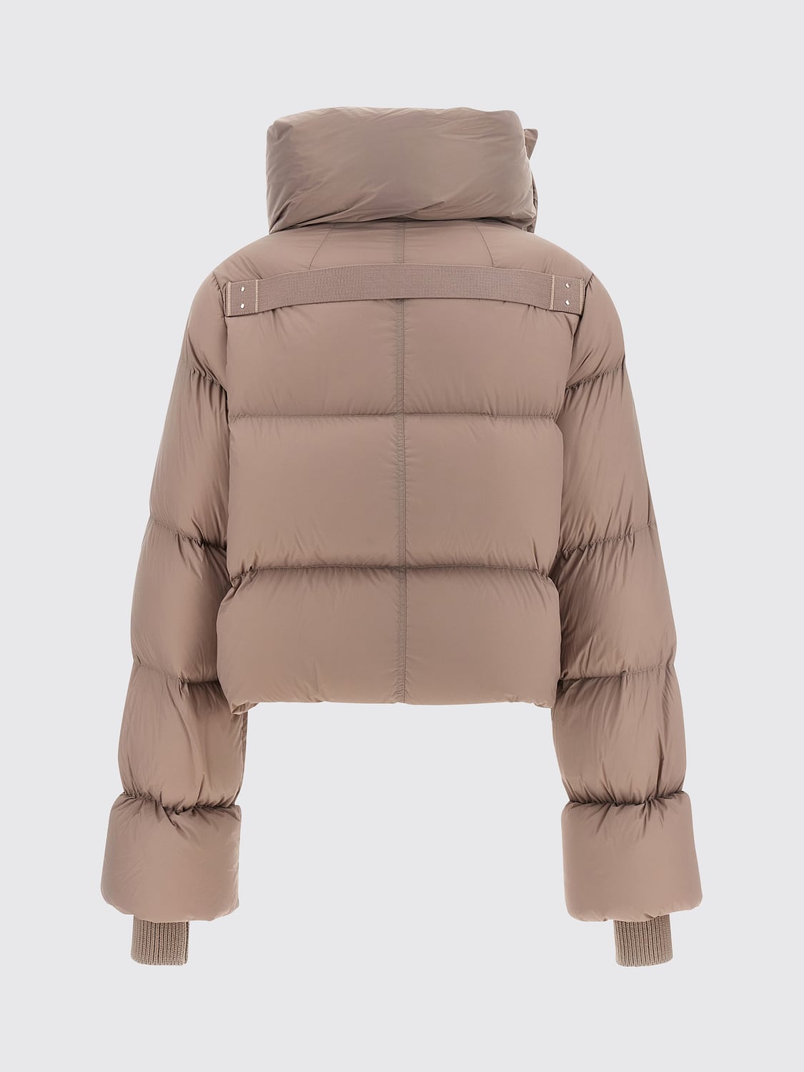 RICK OWENS GIACCA: Piumino corto Rick Owens in nylon trapuntato idrorepellente con collo a imbuto, Rosa - Img 3