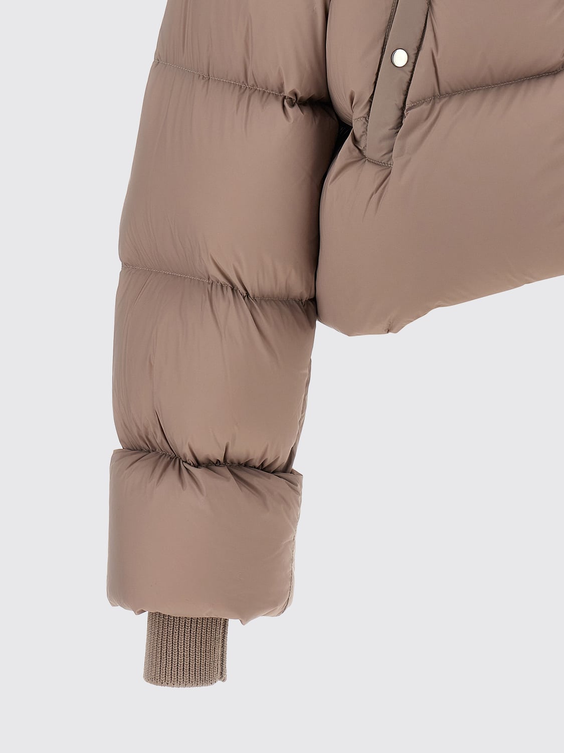 RICK OWENS GIACCA: Piumino corto Rick Owens in nylon trapuntato idrorepellente con collo a imbuto, Rosa - Img 4