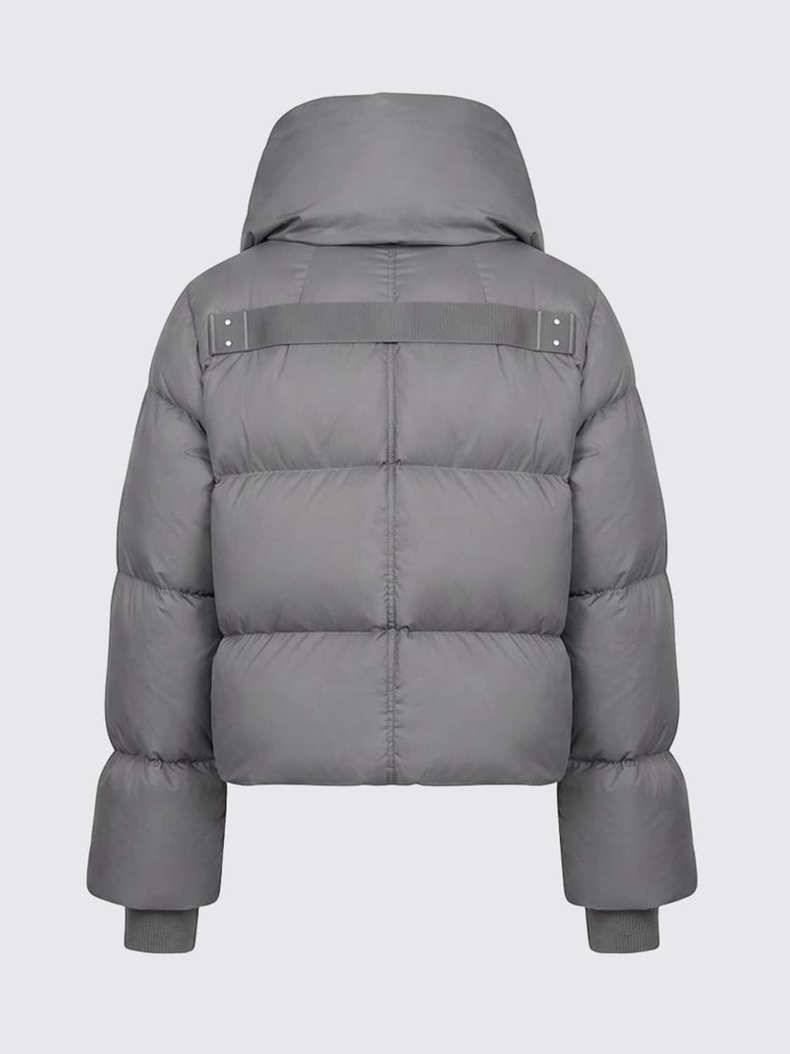 RICK OWENS GIACCA: Piumino corto Rick Owens in nylon trapuntato idrorepellente con collo a imbuto, Acciaio - Img 3