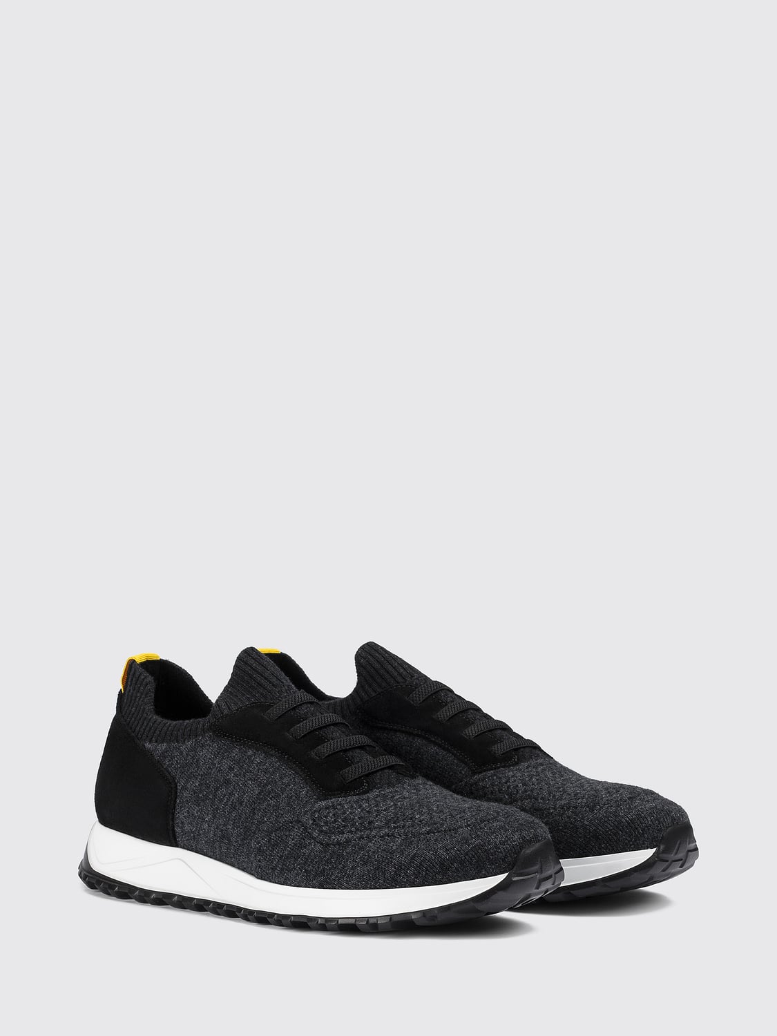 DOUCAL'S SNEAKERS: Low-Top-Sneakers Doucal's aus Wollmischung und Veloursleder mit gezackter Sohle, Schwarz - Img 2