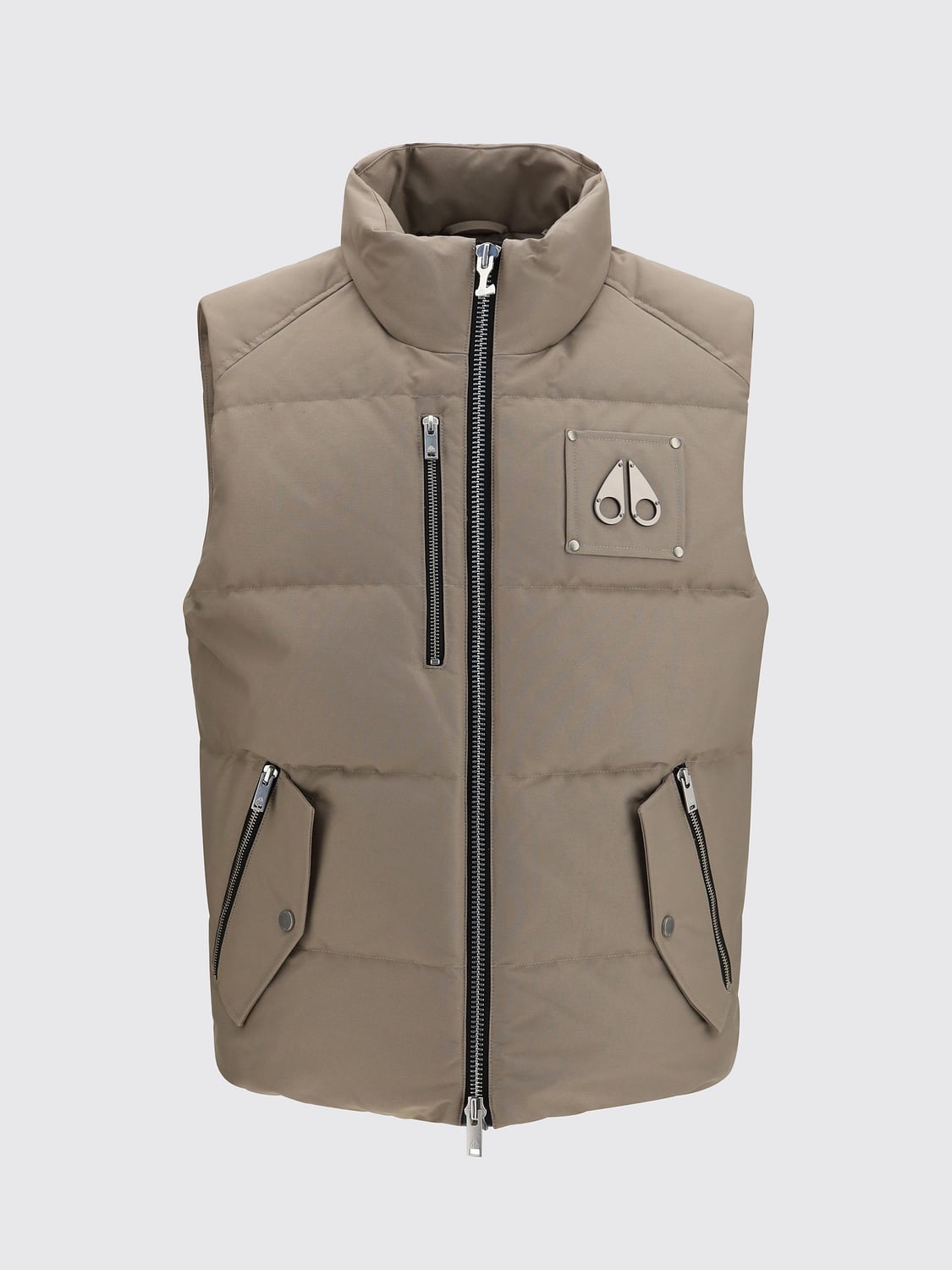MOOSE KNUCKLES CHALECO: Chaleco acolchado Moose Knuckles de cuello alto en nailon reciclado, Gris - Img 2