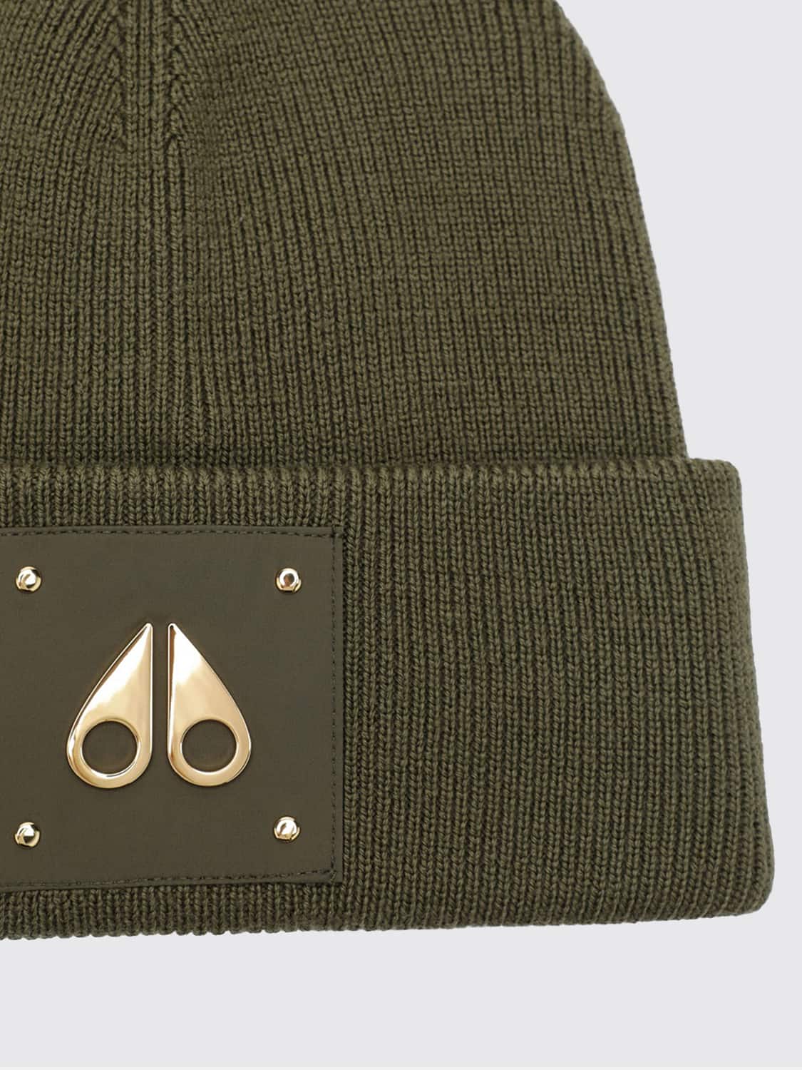 MOOSE KNUCKLES HUT: Beanie aus reiner Wolle von Moose Knuckles mit Umschlag und Logo-Patch, Military - Img 2